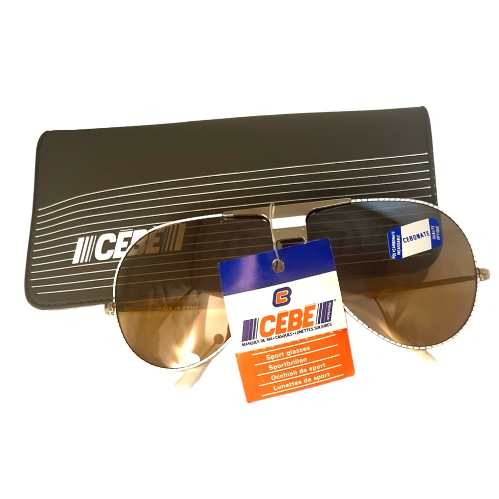 1980’s Aviator Sunglasses by Cébé,  White & Gold,  Made in France, Unisex, NWT